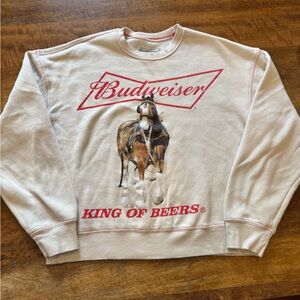 Budweiser Cream and Red Crewneck Sweater